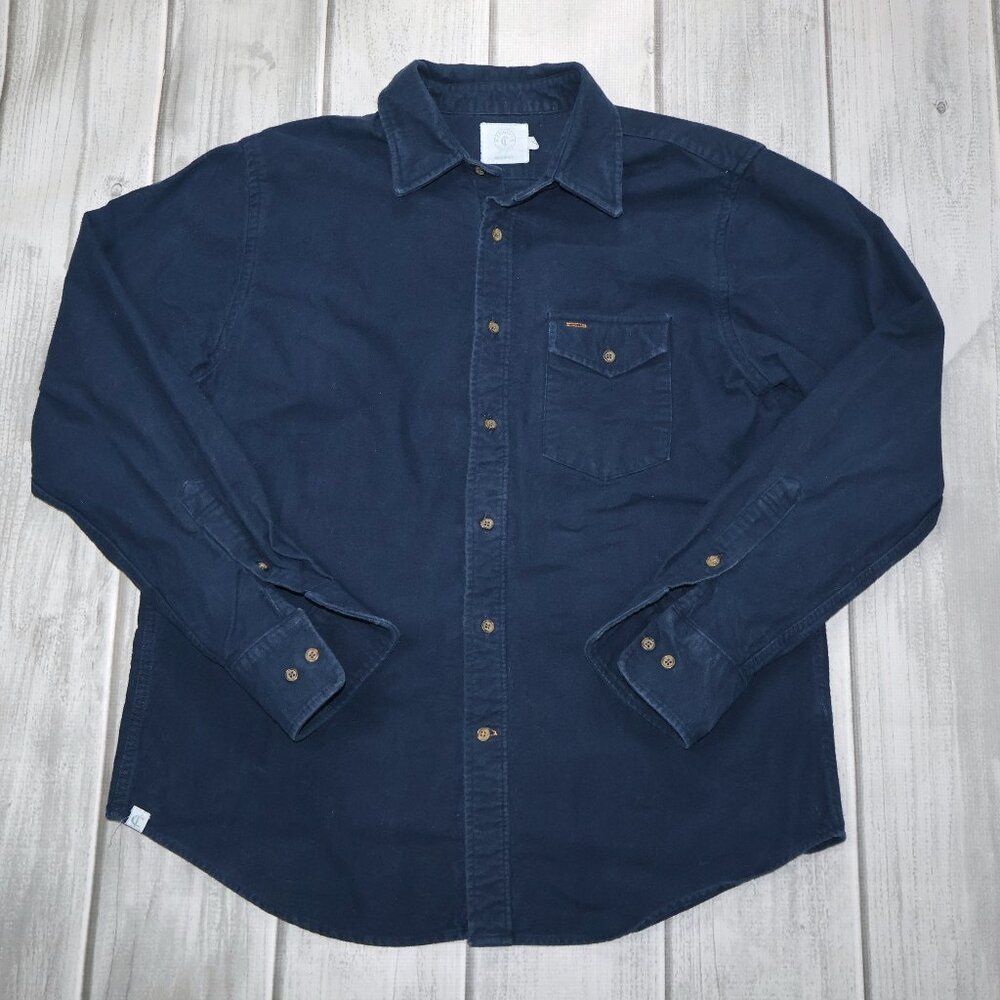 Criquet Men's "The J. R. Shirt" - Blue - Cotton Chamois - Long Sleeve - Size L